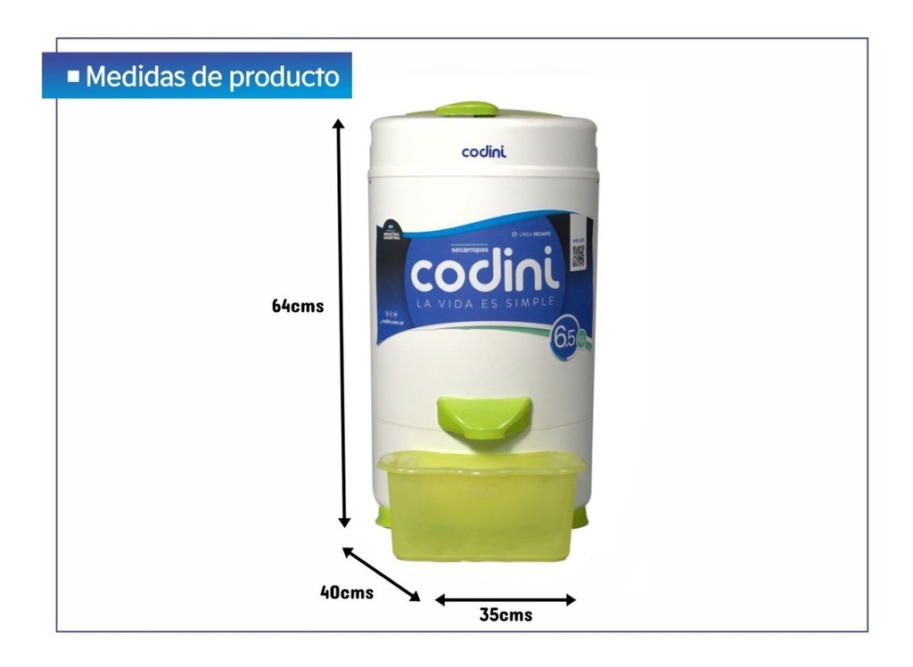 IV65- SECARROPAS INNOVA VERDE 6.5 KG